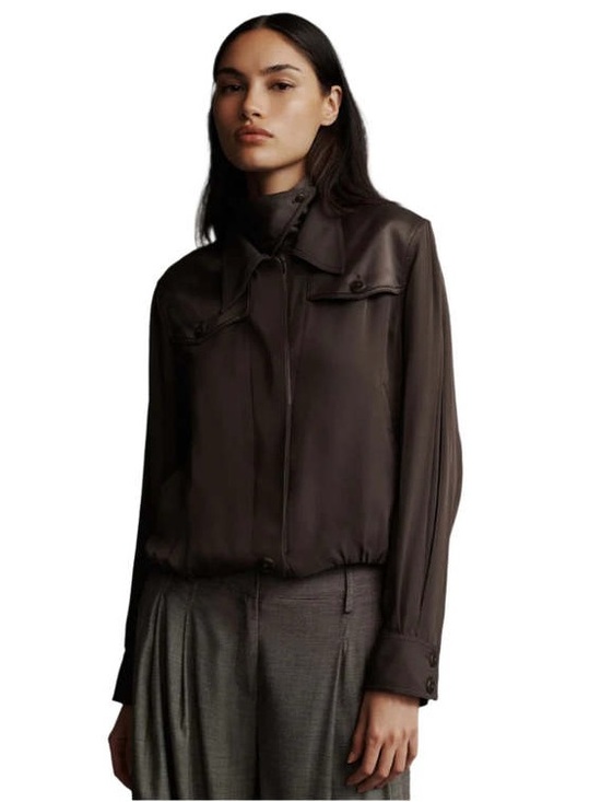 TWP Tops - TWP HEP SILK CHARMEUSE TOP CHOCOLATE TORTE BROWN BUTTON UP SHIRT
